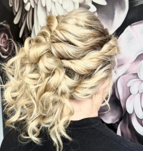 curly blonde updo